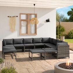 Garden Lounge Set 12 Piece Poly Rattan Outdoor Furniture Grey Modular with