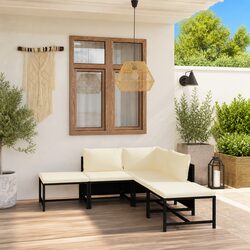 Poly Rattan Garden Lounge Set 6 Piece Outdoor Furniture Black Cushions Modular