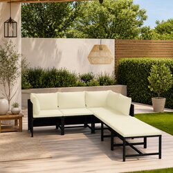 Outdoor Lounge Set 6 Piece Garden Furniture Poly Rattan Modular Sectional with