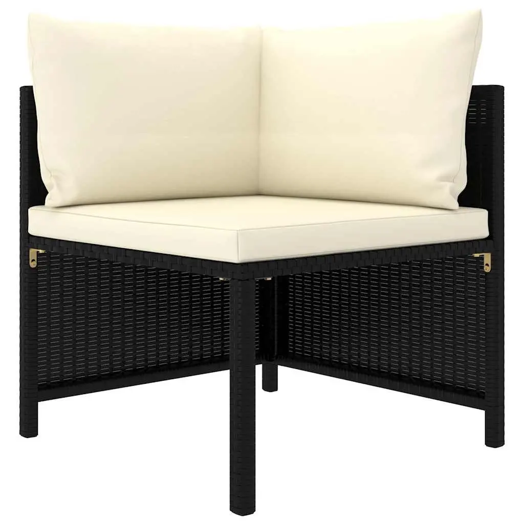 Poly Rattan Garden Lounge Set 9 Piece Black Outdoor Furniture with Cushions
