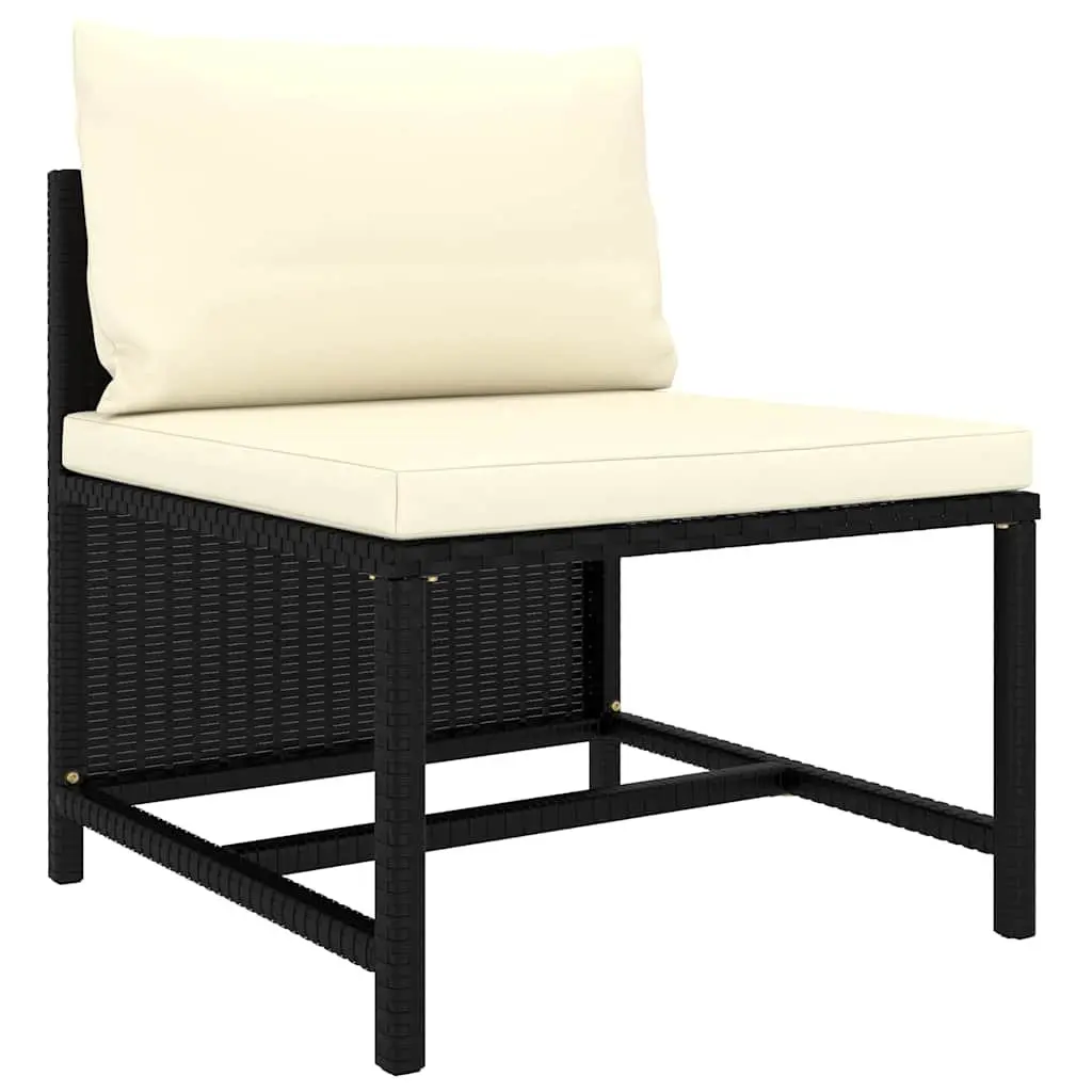 Poly Rattan Garden Lounge Set 9 Piece Black Outdoor Furniture with Cushions