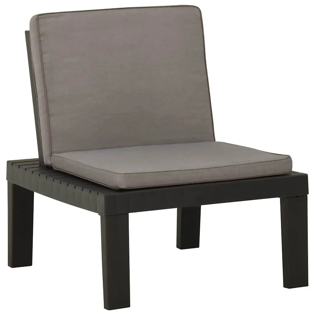 Outdoor Lounge Chairs Set of 2 Grey Plastic Garden Seating with Cushions