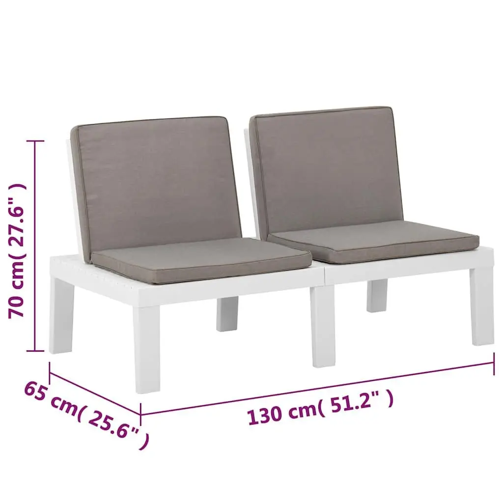 3 Piece Garden Lounge Set Outdoor Furniture Plastic White