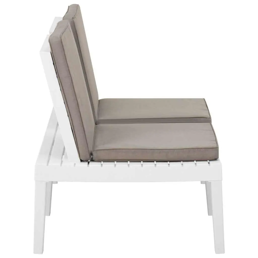3 Piece Garden Lounge Set Outdoor Furniture Plastic White