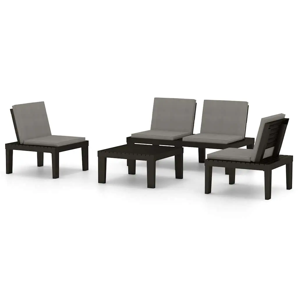 4 Piece Garden Lounge Set Outdoor Furniture with Cushions Grey Patio Seating