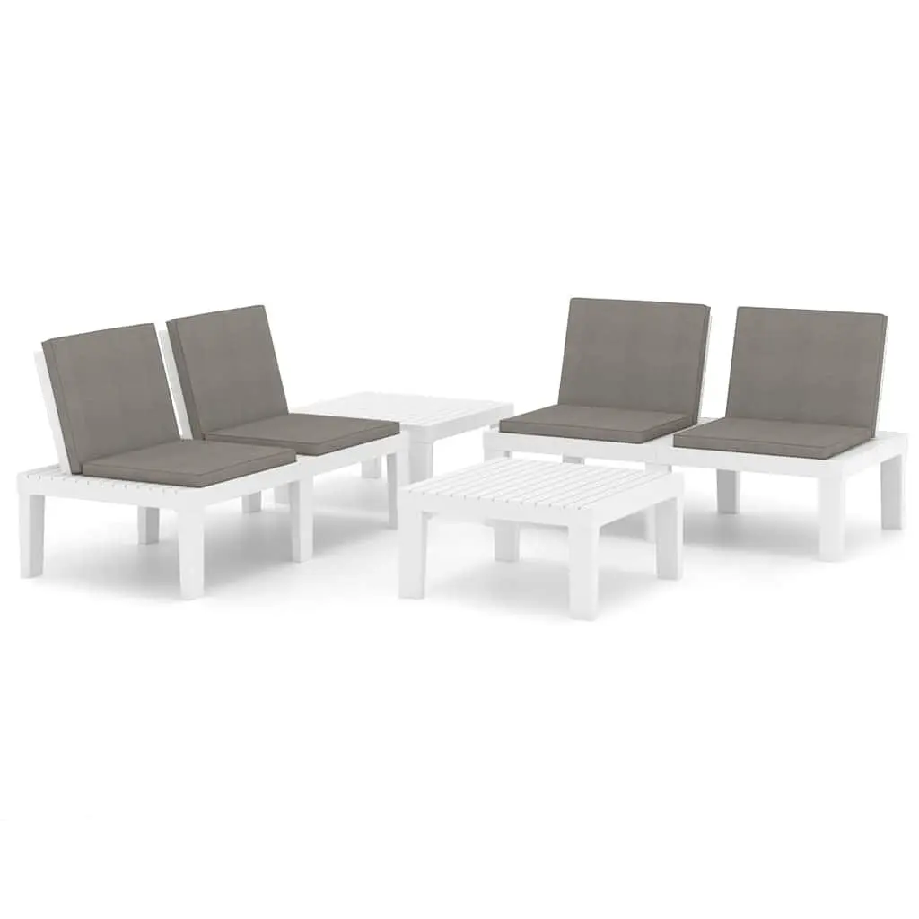 4 Piece Outdoor Lounge Set White Garden Furniture Seating with Cushions Table
