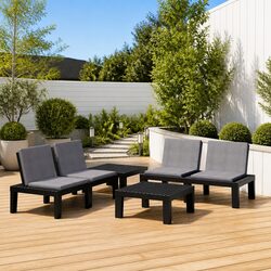 4 Piece Outdoor Lounge Set Grey with Cushions Patio Furniture Garden Seating