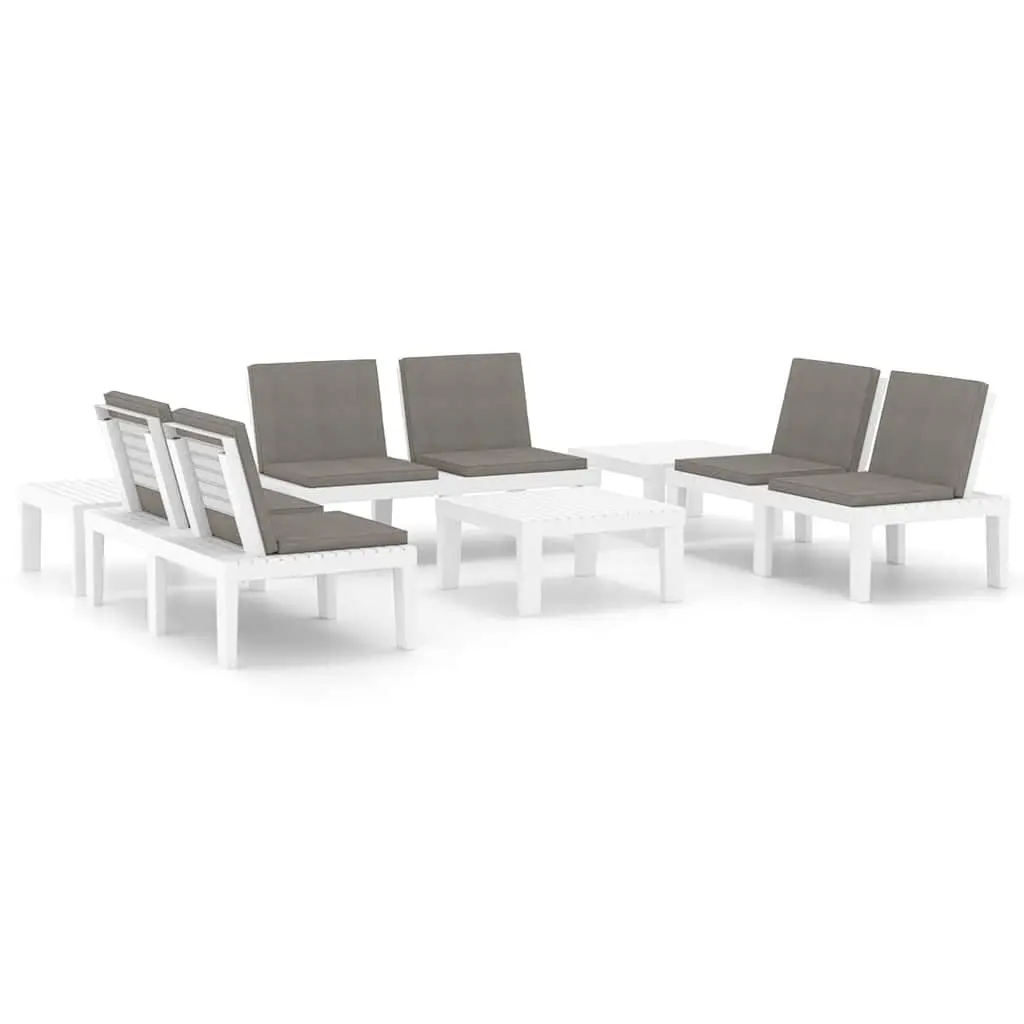 6 Piece Outdoor Lounge Set White Plastic Garden Furniture Patio Seating with