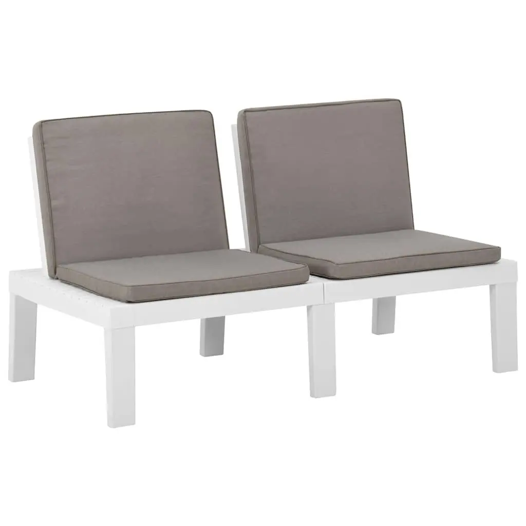 6 Piece Outdoor Lounge Set White Plastic Garden Furniture Patio Seating with