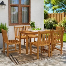 Garden Dining Set 7 Piece Outdoor Furniture Teak Wood Table Chairs Patio
