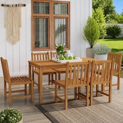 Garden Dining Set 7 Piece 160x80 cm Solid Teak Wood Outdoor Furniture Brown