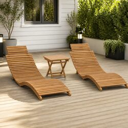 Sun Lounger Set 3 Piece Folding Garden Furniture Outdoor Seating Banana Lounge