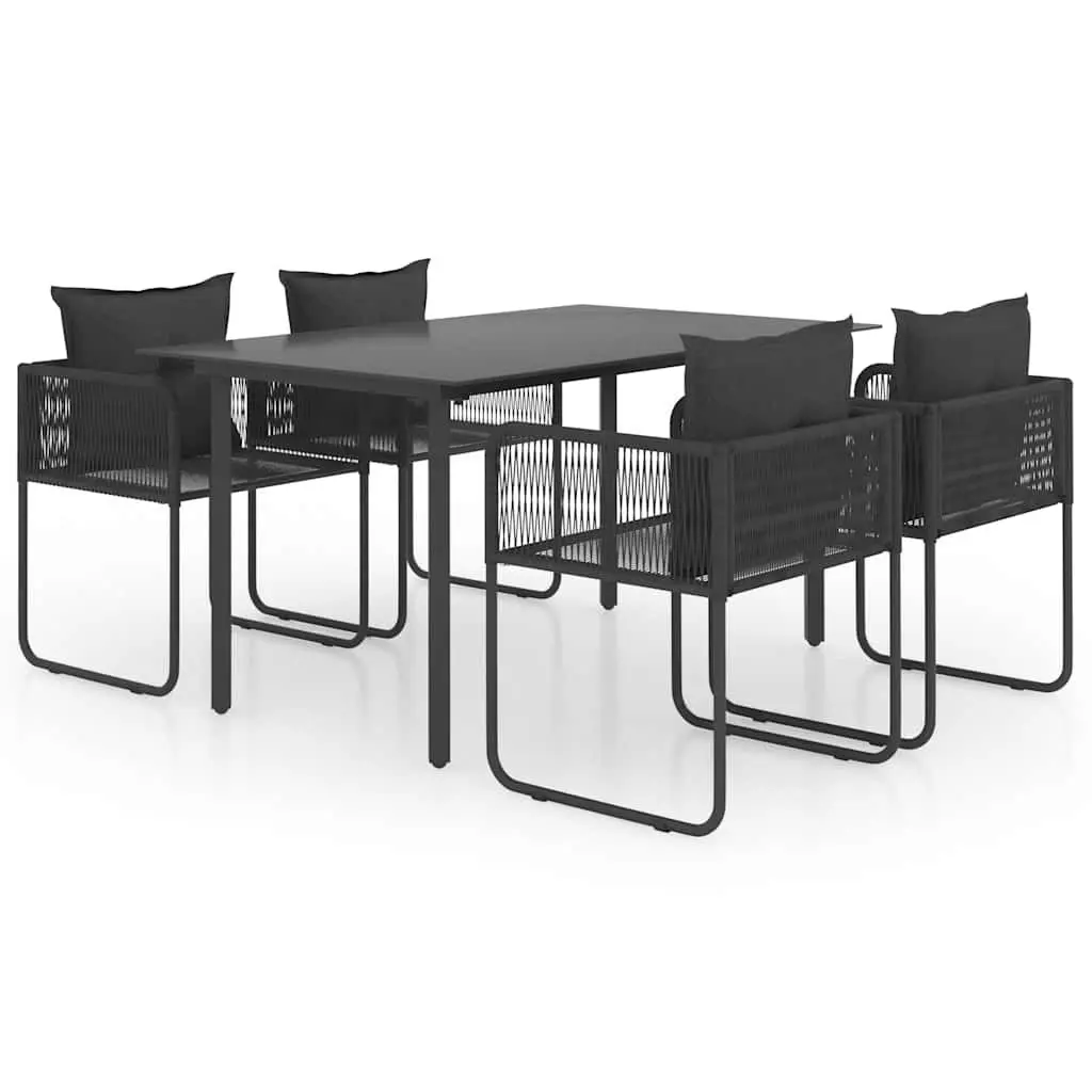 5 Piece Outdoor Dining Set Black Patio Garden Furniture Chair Table Rattan