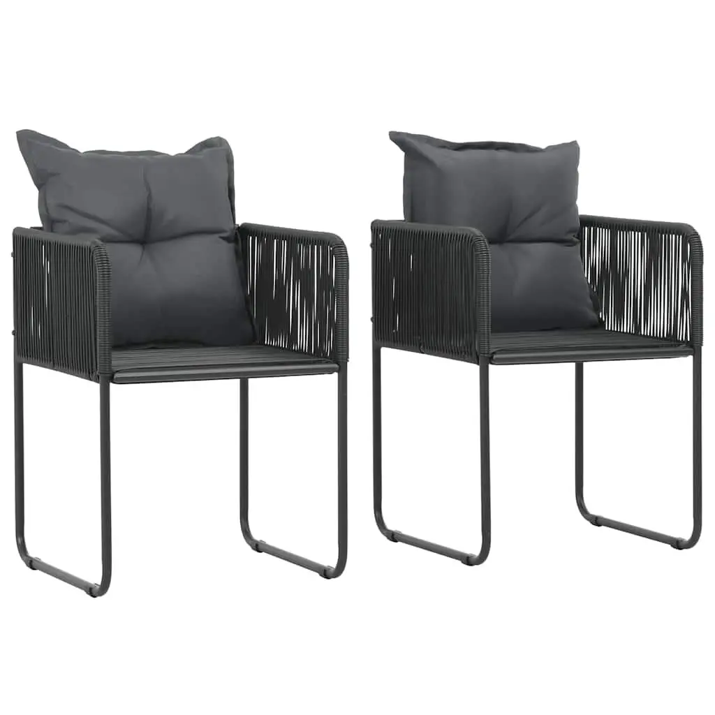 3 Piece Outdoor Dining Set Black Garden Furniture Rattan Chair Table Patio