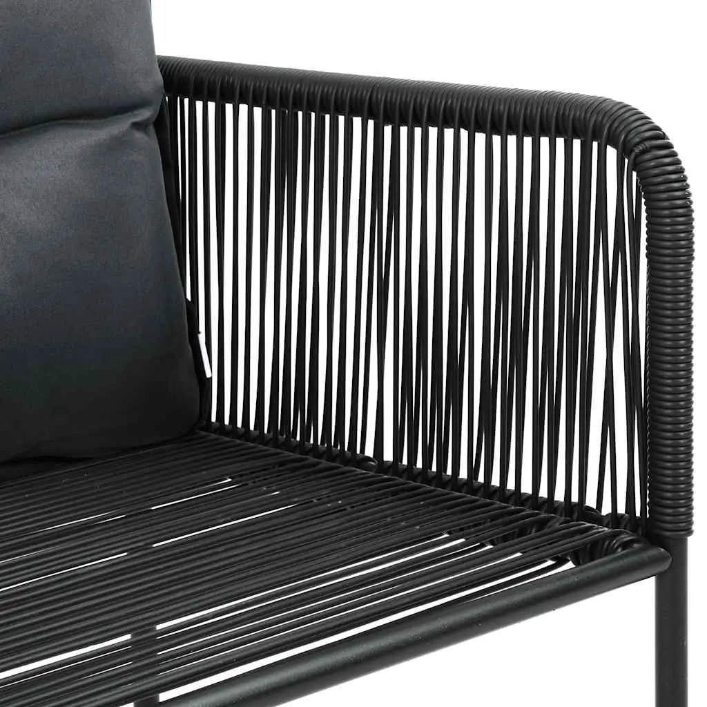 3 Piece Outdoor Dining Set Black Garden Furniture Rattan Chair Table Patio