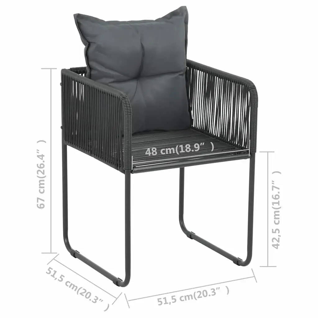 7 Piece Garden Dining Set Outdoor Patio Chair Table Rattan Black Furniture