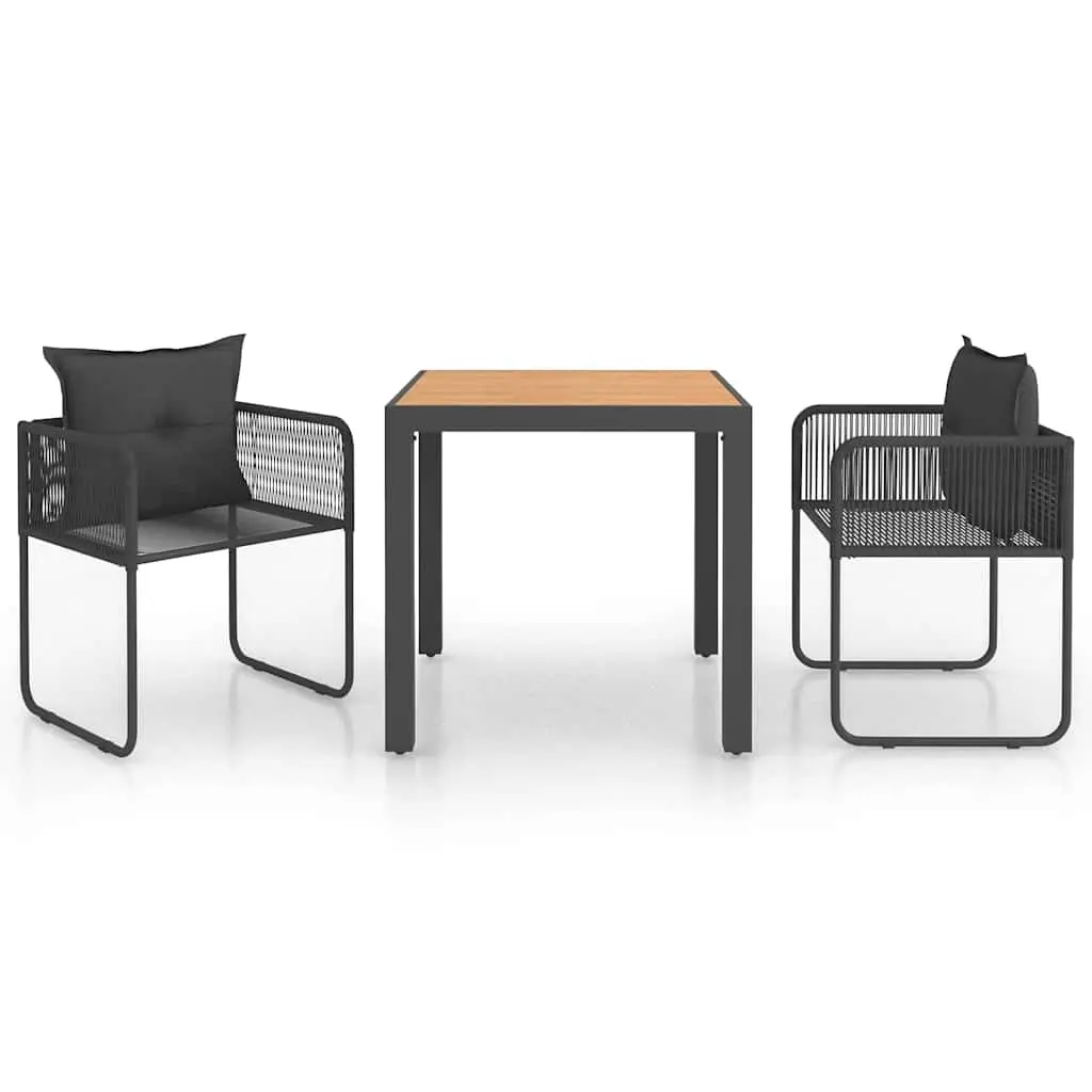 Garden Dining Set 3 Piece Outdoor Furniture Black Chair Table
