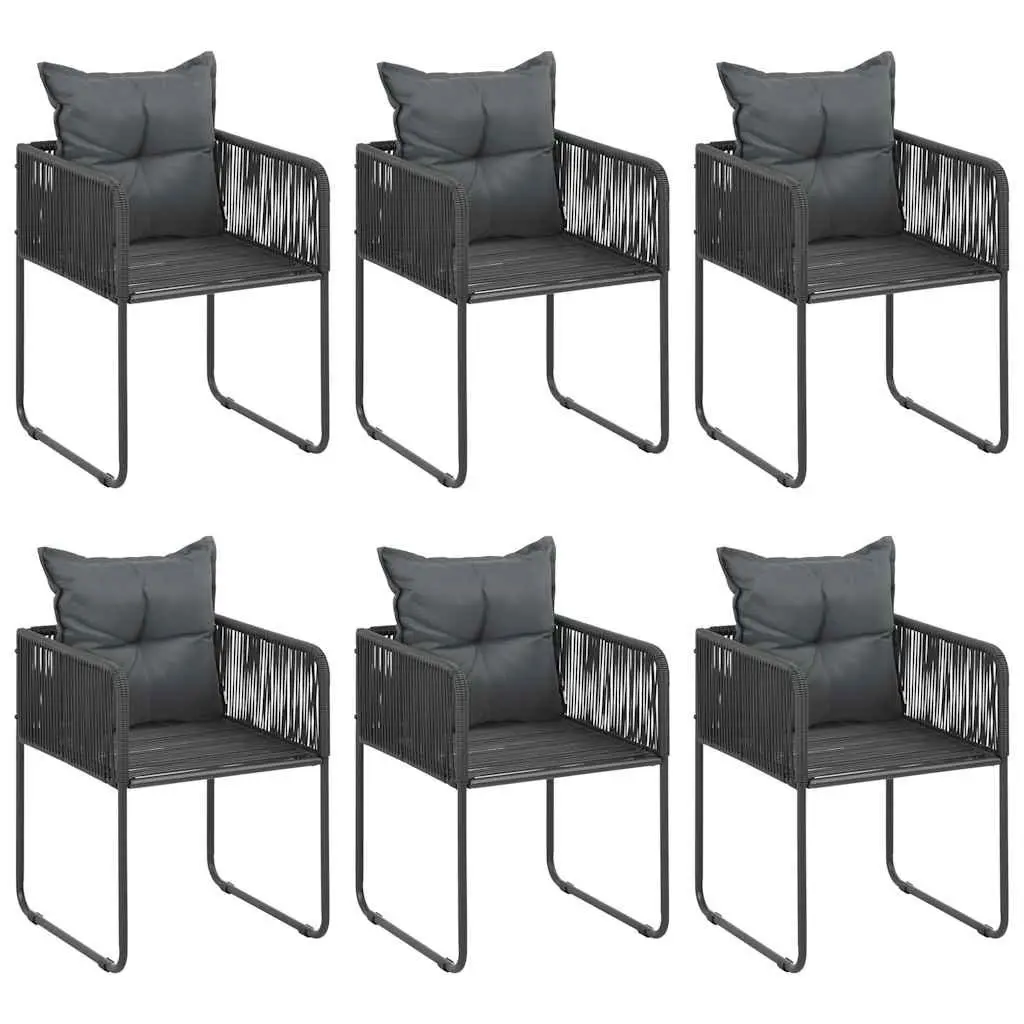 7 Piece Garden Dining Set Outdoor Furniture Aluminium Table PVC Rattan Chairs Black