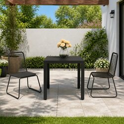 Outdoor Garden Dining Set 3 Piece Black Patio Furniture Table Chairs