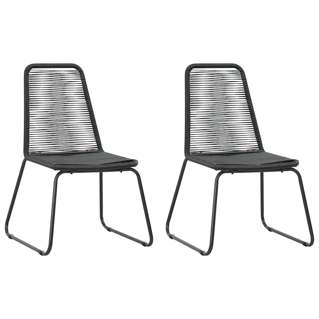 Garden Dining Set 3 Piece Outdoor Patio Furniture PVC Rattan Chair Table Black
