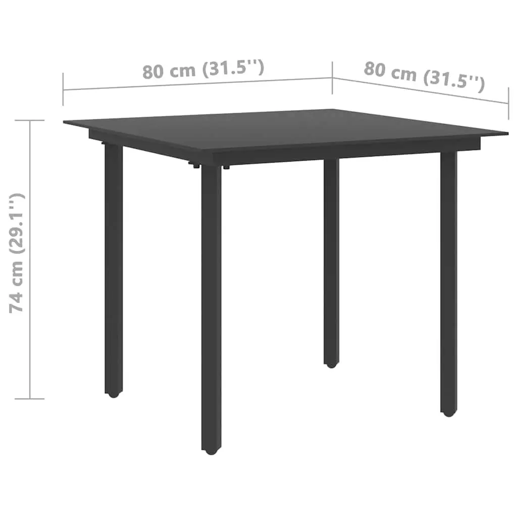 3 Piece Garden Dining Set Outdoor Patio Furniture Black Rattan Steel Frame