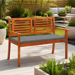 2-Seater Outdoor Bench 120cm Garden Patio Seating Eucalyptus Wood with Cushion