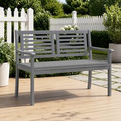 Outdoor Garden Bench 2-Seater 120cm Grey Eucalyptus Wood with Cushion Patio