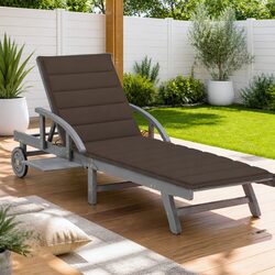 Sun Lounger Garden Outdoor Seating Adjustable Backrest Footrest with Cushion