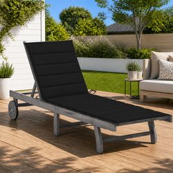 Sun Lounger Garden Outdoor Lounge Chair Adjustable Backrest Wheels Cushion Grey