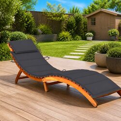 Sun Lounger with Cushion Folding Outdoor Garden Patio Lounge Chair Bed Relaxer