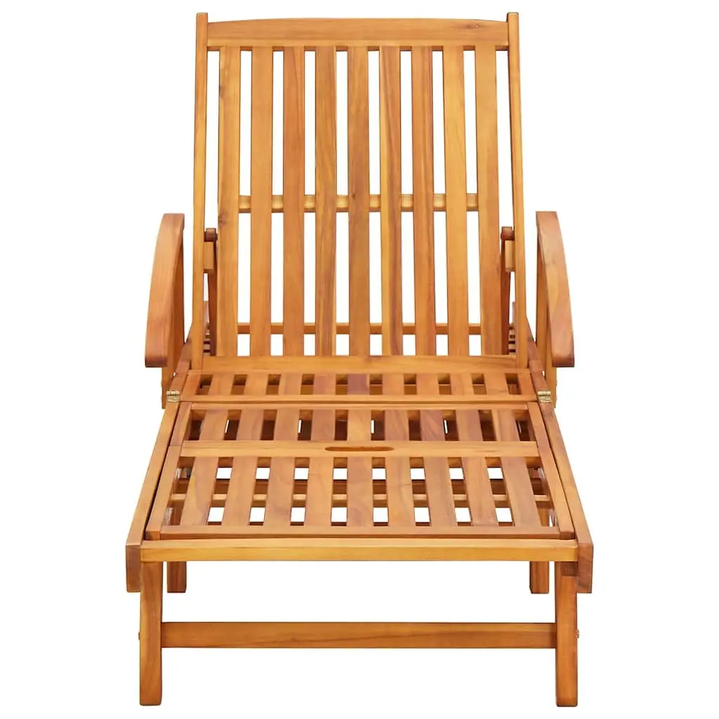 Sun Lounger Adjustable Backrest Acacia Wood Blue