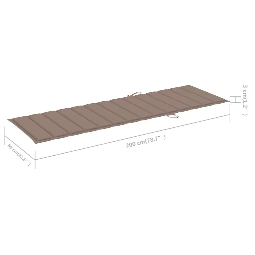 Sun Lounger Solid Acacia Wood Adjustable Backrest with Integrated Table Taupe
