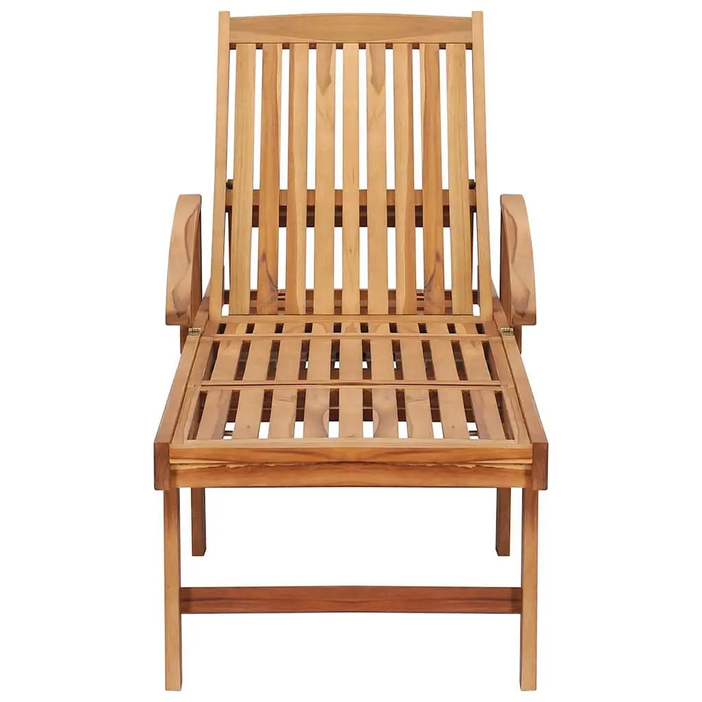 Sun Lounger Adjustable Backrest with Side Table and Cushion Cream Outdoor Garden