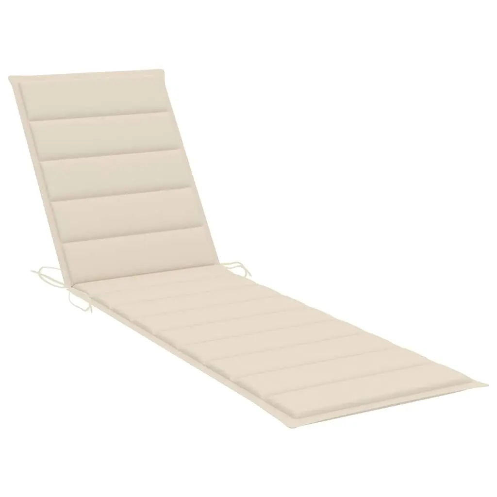 Sun Lounger Adjustable Backrest with Side Table and Cushion Cream Outdoor Garden