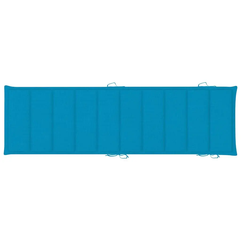 Rocking Sun Lounger with Cushion Teak Wood Blue Outdoor Garden Patio Furniture