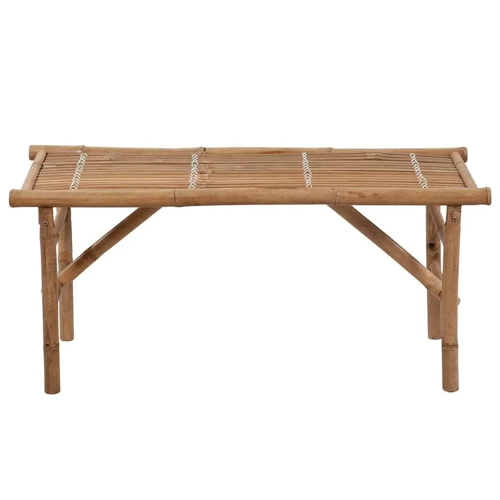 Folding Garden Bench Portable 118 cm Weather-Resistant Bamboo with Grey Cushion