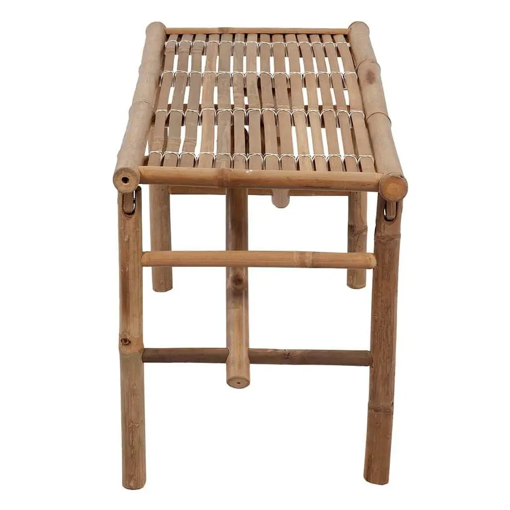 Folding Garden Bench Portable 118 cm Weather-Resistant Bamboo with Grey Cushion