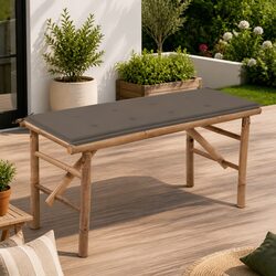 Folding Garden Bench 118cm Outdoor Seating with Cushion Bamboo Portable