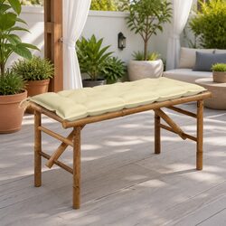 Folding Garden Bench 118cm Outdoor Seating with Cushion Portable Bamboo
