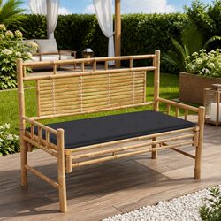 Garden Bench with Cushion 120cm Outdoor Seating Backrest Patio Furniture