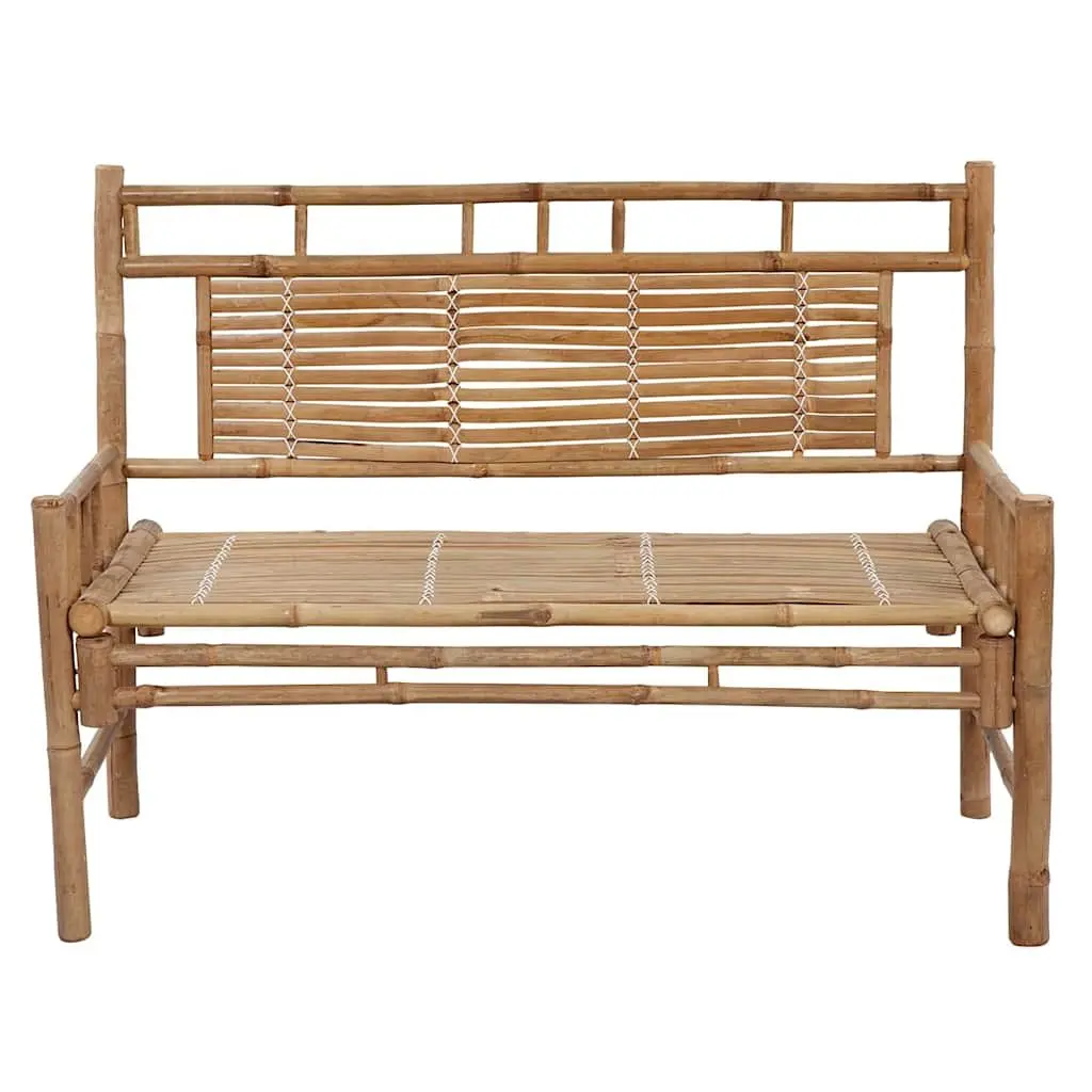 Garden Bench Bamboo Backrest 120cm with Taupe Cushion