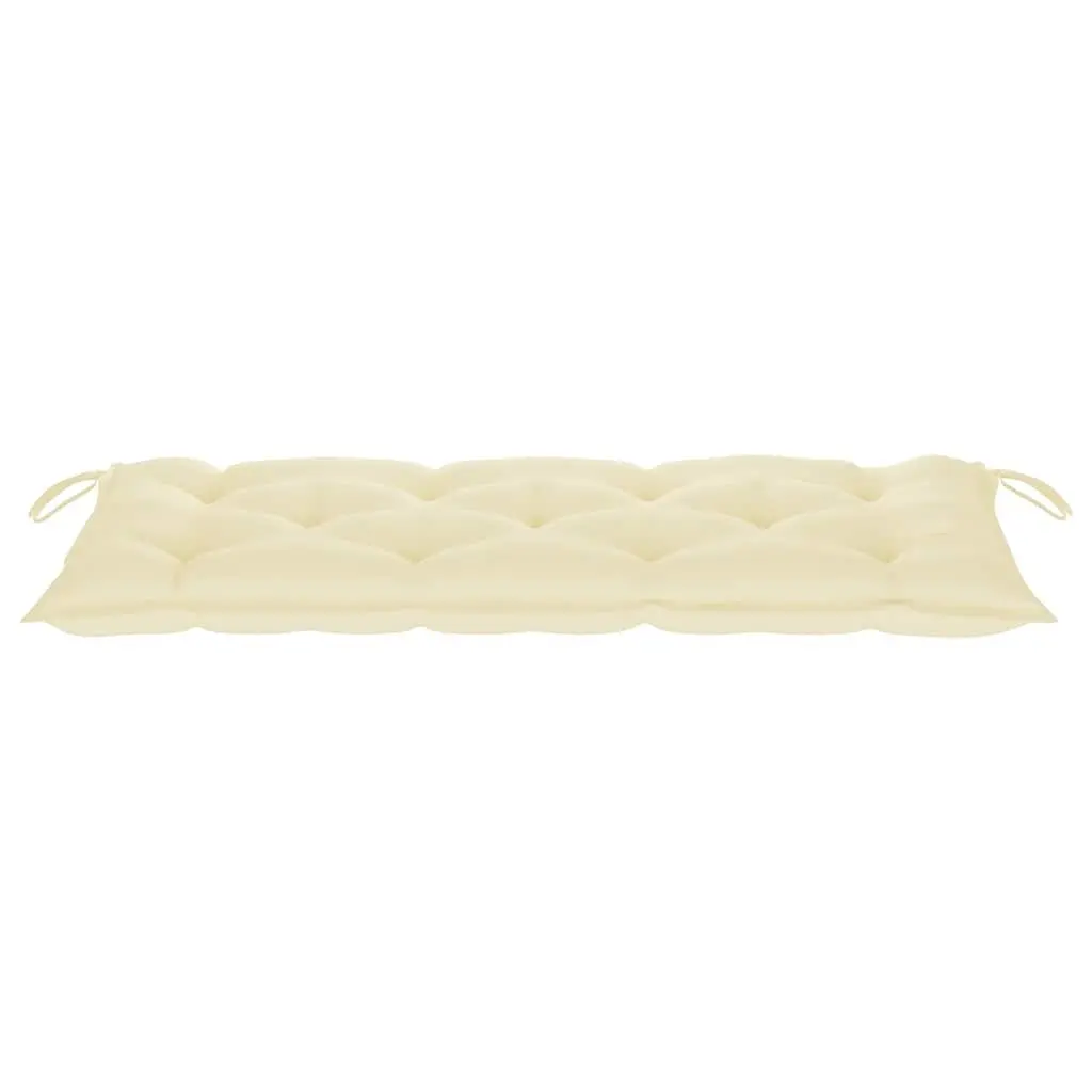 Garden Bench Bamboo 120 cm Outdoor Seating with Backrest Cream Cushion