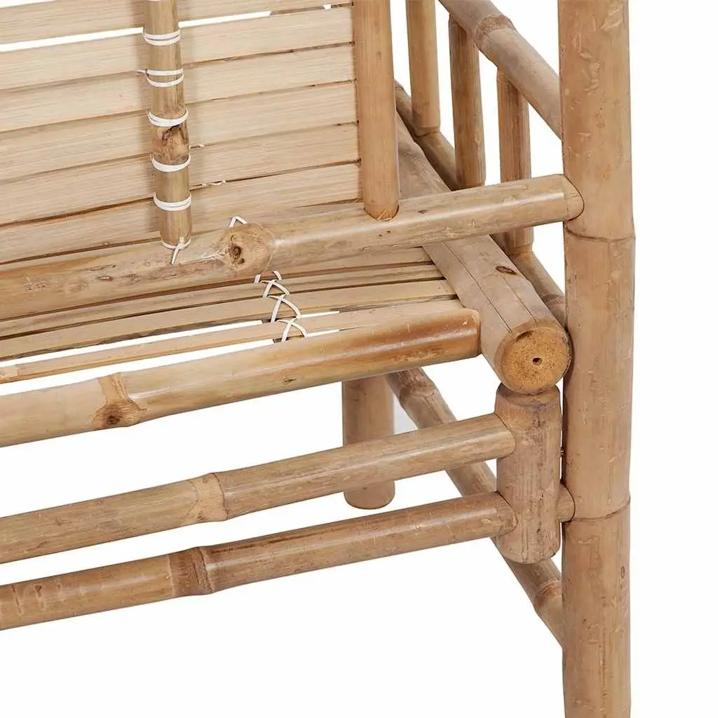 Garden Bench Bamboo 120 cm Outdoor Seating with Backrest Cream Cushion