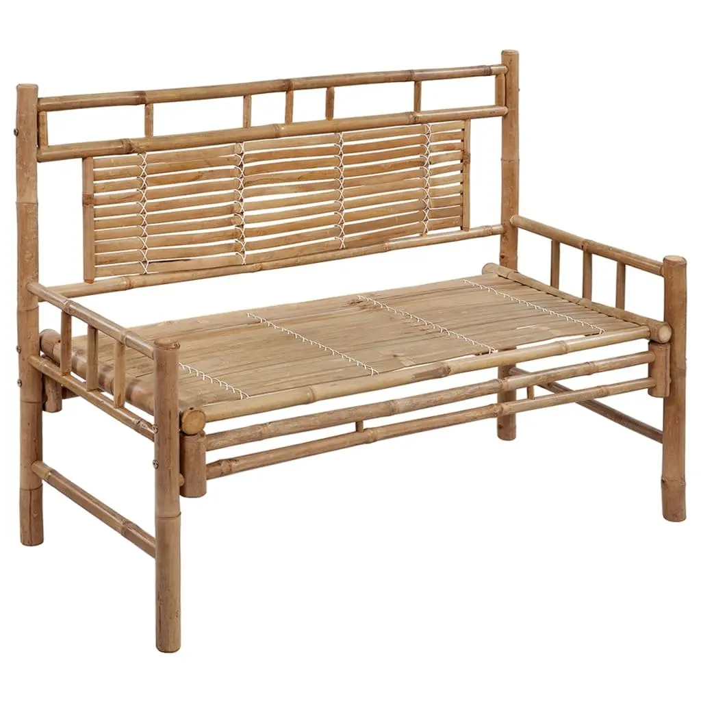 Garden Bench 120cm Outdoor Seating with Backrest Bamboo and Cushion Taupe