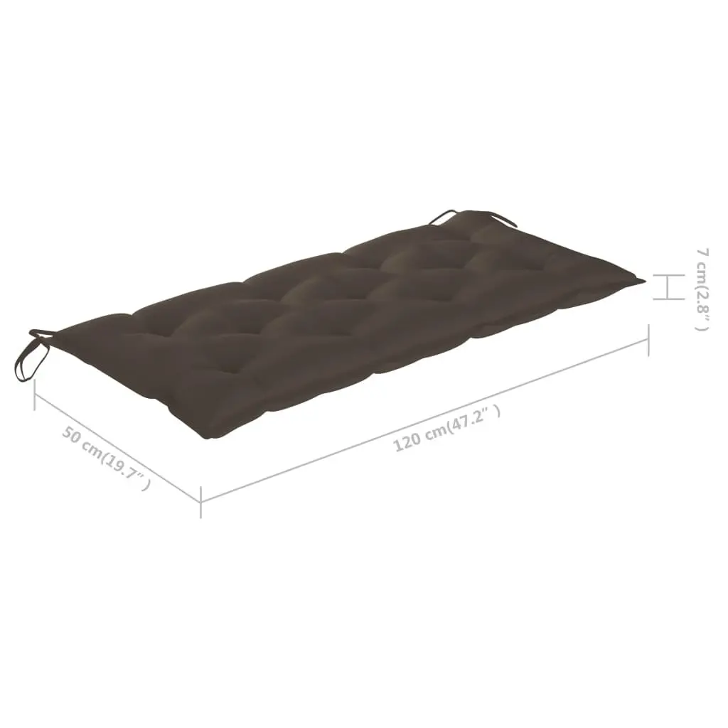 Garden Bench 120cm Outdoor Seating with Backrest Bamboo and Cushion Taupe