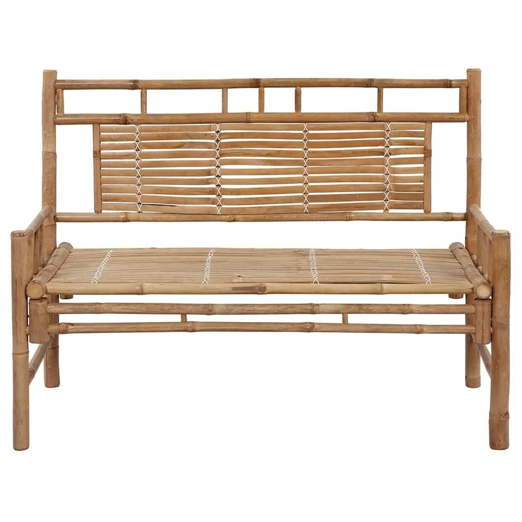 Garden Bench 120cm Outdoor Seating with Backrest Bamboo and Cushion Taupe