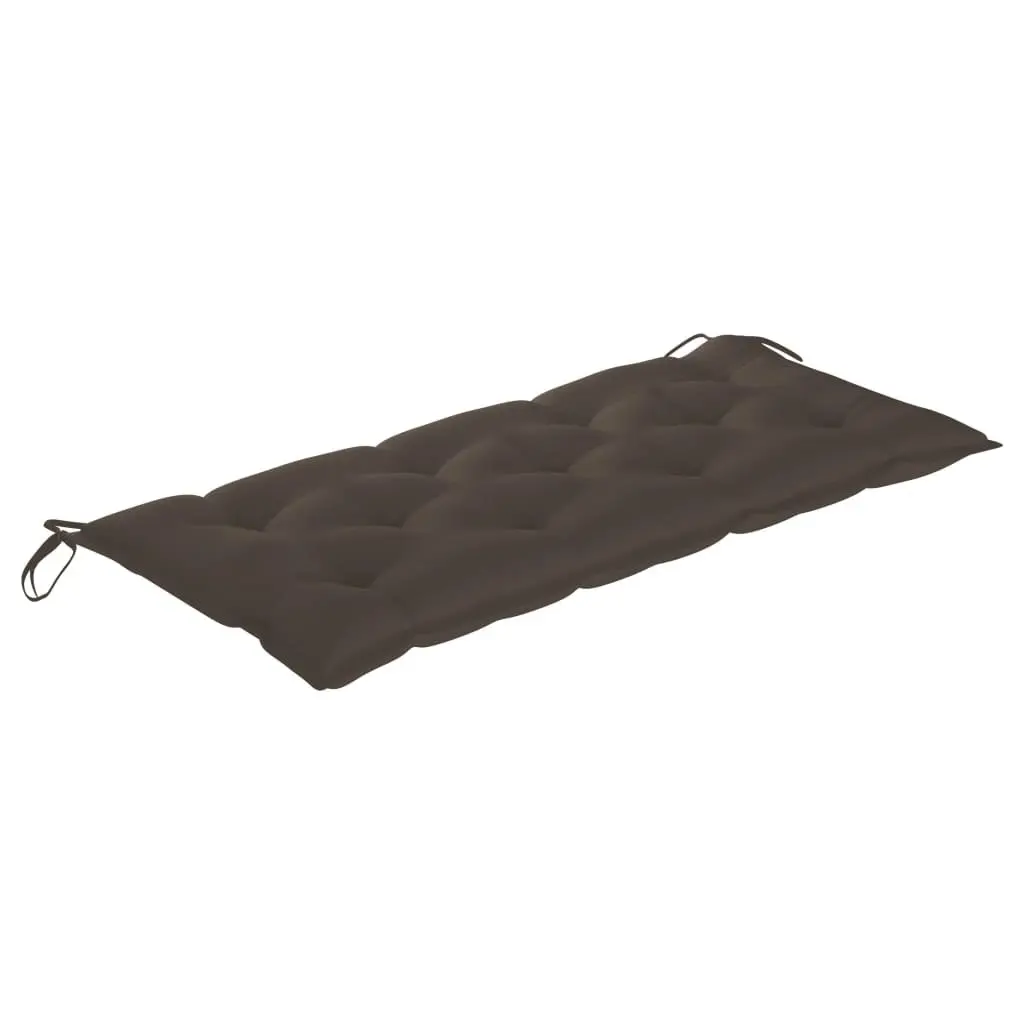 Garden Bench 120cm Outdoor Seating with Backrest Bamboo and Cushion Taupe