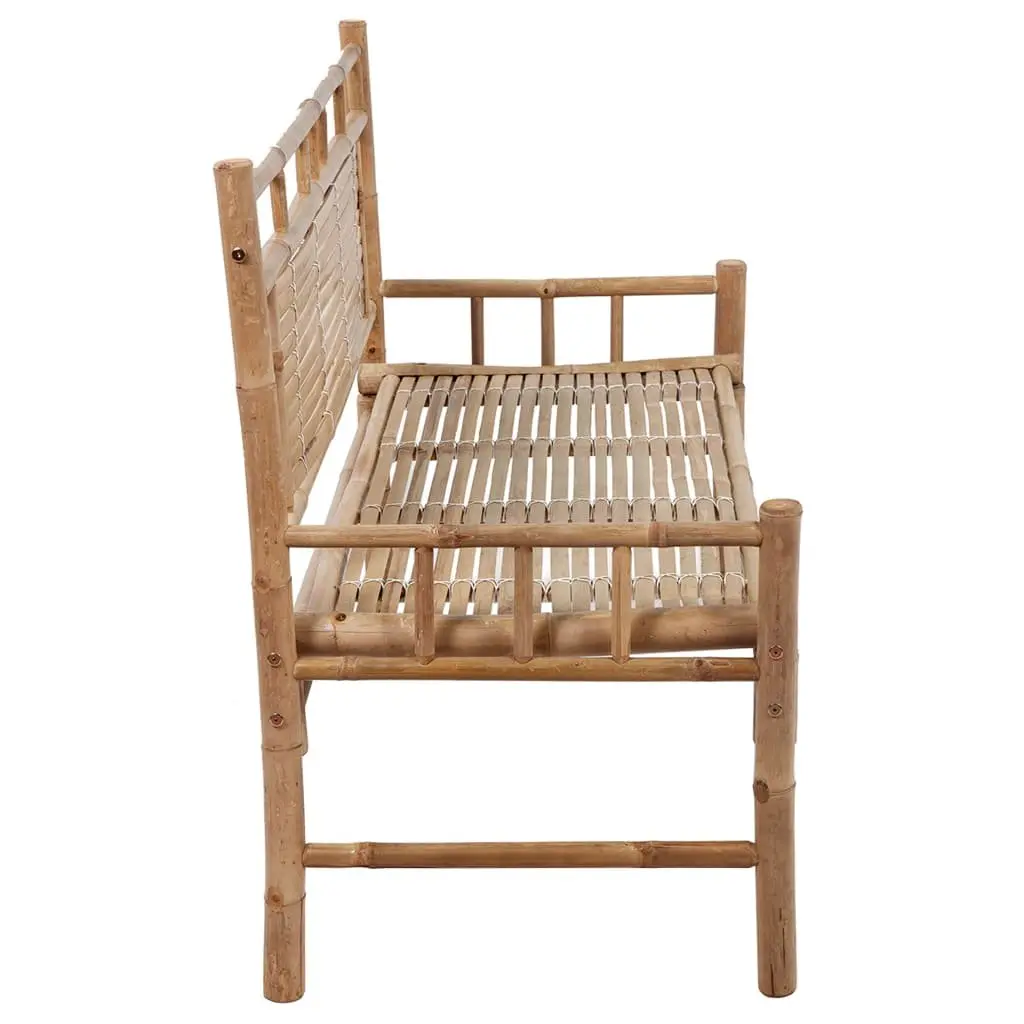Garden Bench 120cm Outdoor Seating with Backrest Bamboo and Cushion Taupe