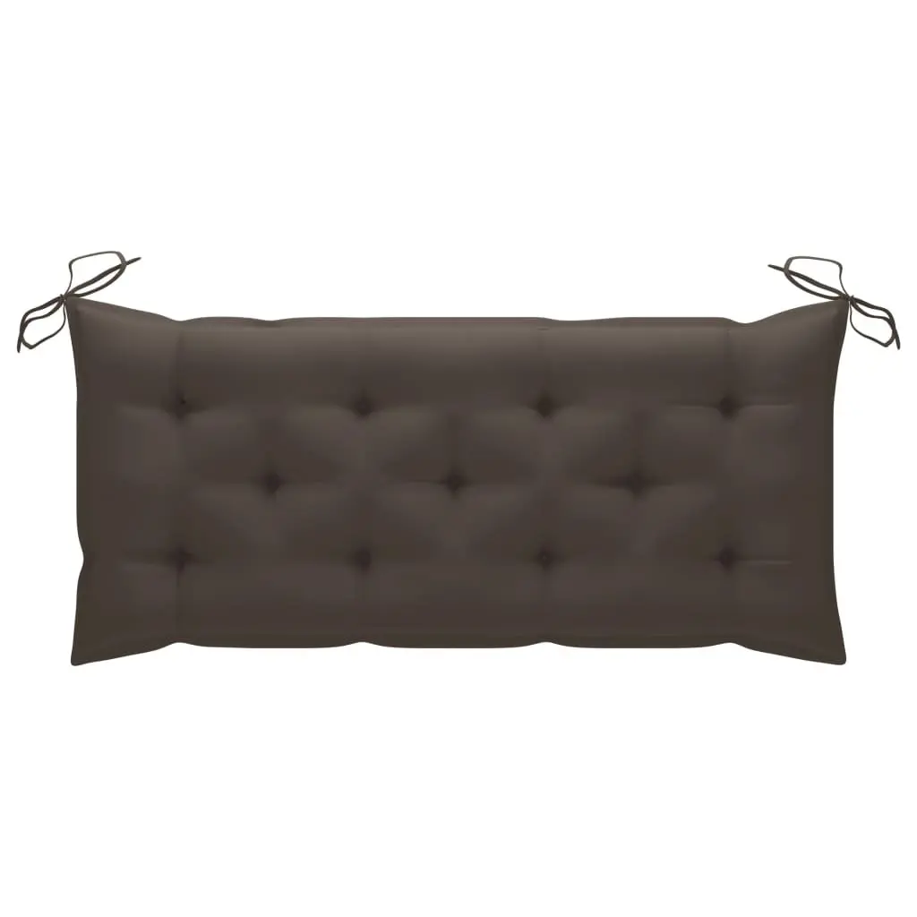Garden Bench 120cm Outdoor Seating with Backrest Bamboo and Cushion Taupe