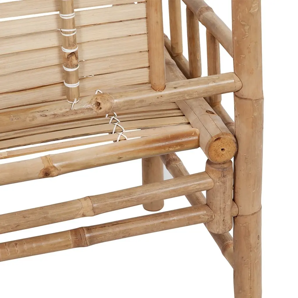 Garden Bench 120cm Outdoor Seating with Backrest Bamboo and Cushion Taupe